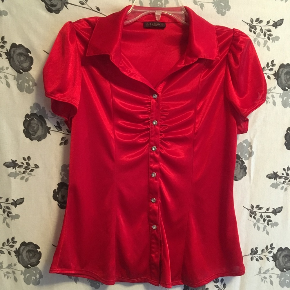 🔥 La Scala satiny red blouse 🔥